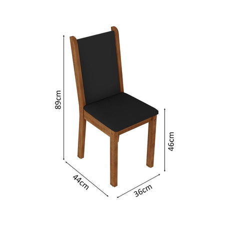 Combo Comedor y Sillas Moscou Marron y Negro 90x78cm Cuadrado de Cuatro Puestos con Cuatro Sillas - COMEDORES | Bylmo