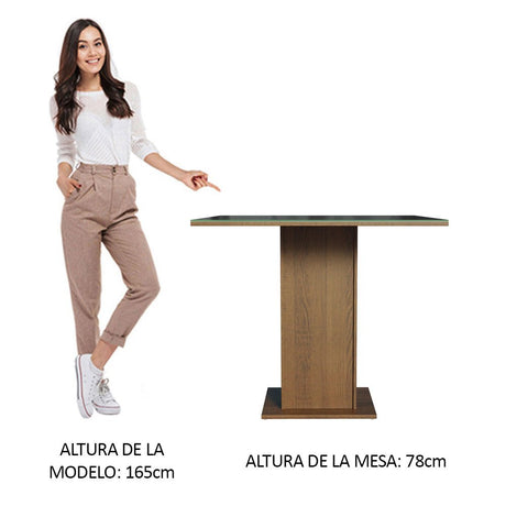 Combo Comedor y Sillas Moscou Marron y Negro 90x78cm Cuadrado de Cuatro Puestos con Cuatro Sillas - COMEDORES | Bylmo