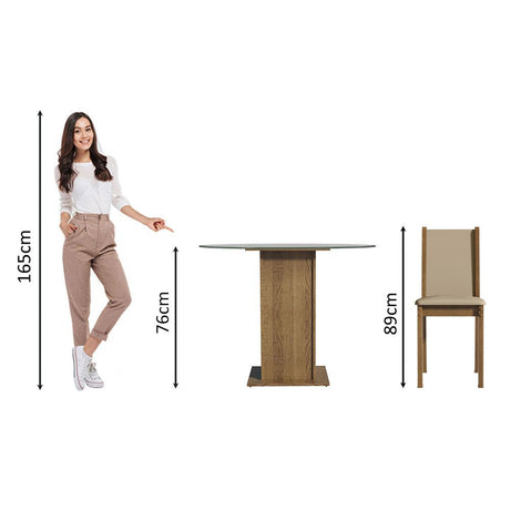 Combo Comedor y Sillas Nanda Marron con Crema y Beige 90x76cm Cuadrado de Cuatro Puestos con Cuatro Sillas - COMEDORES | Bylmo