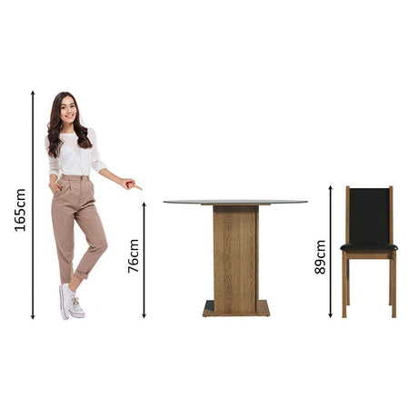Combo Comedor y Sillas Nanda Marron y Negro 90x76cm Cuadrado de Cuatro Puestos con Cuatro Sillas - COMEDORES | Bylmo