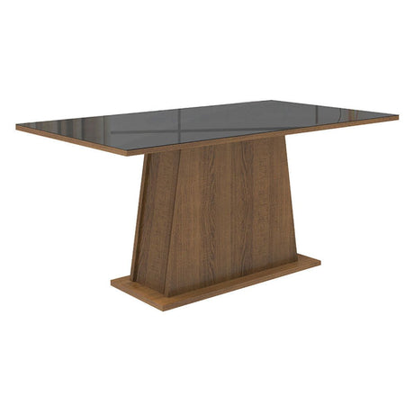 Combo Comedor y Sillas Patricia Marron y Negro Oxford 160x80cm Cuadrado de Seis Puestos con Seis Sillas - COMEDORES | Bylmo