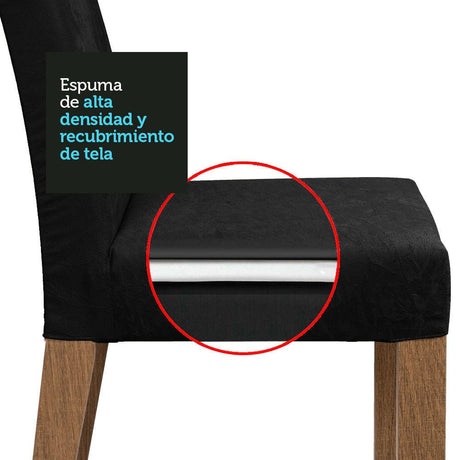 Combo Comedor y Sillas Patricia Marron y Negro Oxford 160x80cm Cuadrado de Seis Puestos con Seis Sillas - COMEDORES | Bylmo