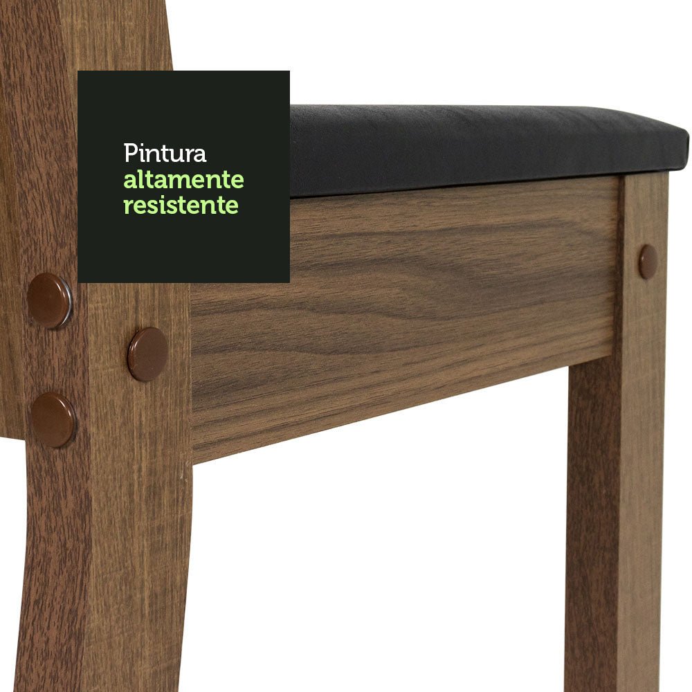 Combo Comedor y Sillas Perla Marron con Crema y Negro 90x78cm Cuadrado de Cuatro Puestos con Cuatro Sillas - COMEDORES | Bylmo
