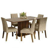 Combo Comedor y Sillas Renata Marron y Crema 160x79cm Cuadrado de Seis Puestos con Seis Sillas - COMEDORES | Bylmo