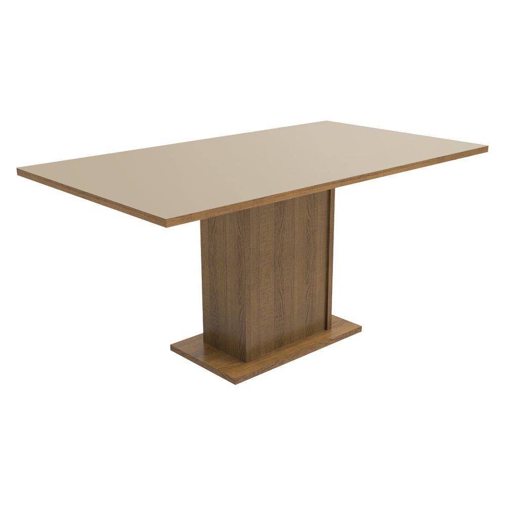Combo Comedor y Sillas Renata Marron con Crema y Plata 160x79cm Cuadrado de Seis Puestos con Seis Sillas - COMEDORES | Bylmo