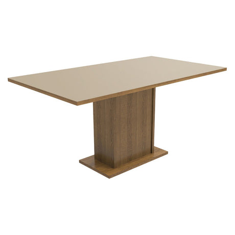 Combo Comedor y Sillas Renata Marron con Crema y Plata 160x79cm Cuadrado de Seis Puestos con Seis Sillas - COMEDORES | Bylmo