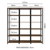 Estantería Rectangular Marron y Negro 185.8x52.5cm Transformable - BIBLIOTECAS Y ESTANTERIAS | Bylmo