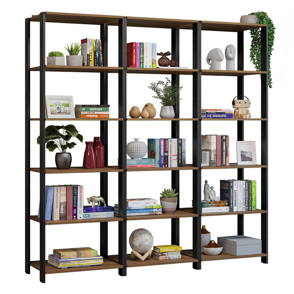 Estantería Rectangular Marron y Negro 185.8x52.5cm Transformable - BIBLIOTECAS Y ESTANTERIAS | Bylmo