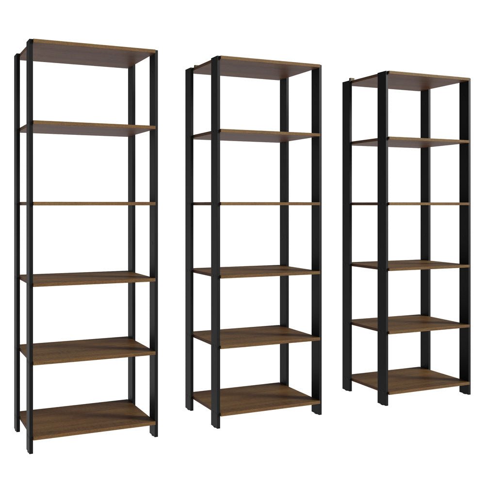 Estantería Rectangular Marron y Negro 185.8x52.5cm Transformable - BIBLIOTECAS Y ESTANTERIAS | Bylmo