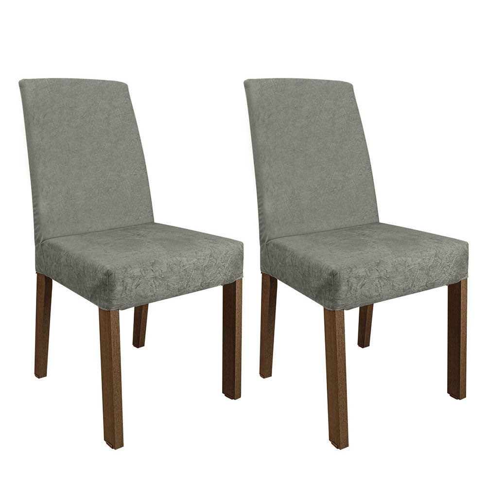Kit x 2 Sillas Comedor Marron y Plata 45x94cm con Espaldar Liso - SILLAS Y BUTACOS | Bylmo