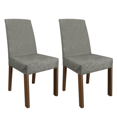 Kit x 2 Sillas Comedor Marron y Plata 45x94cm con Espaldar Liso - SILLAS Y BUTACOS | Bylmo