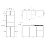 Cocina Integral Rosy Rovere 150x190cm Con Mesón y Pozuelo Lado Izquierdo - COCINAS | Bylmo