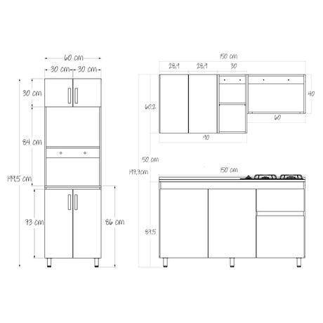 Cocina Integral Rosy Rovere 150x190cm Con Mesón y Pozuelo Lado Izquierdo - COCINAS | Bylmo