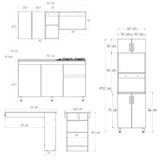 Cocina Integral Rosy Rovere 150x190cm Con Mesón y con Estufa y Barra Auxiliar Lado Derecho - COCINAS | Bylmo