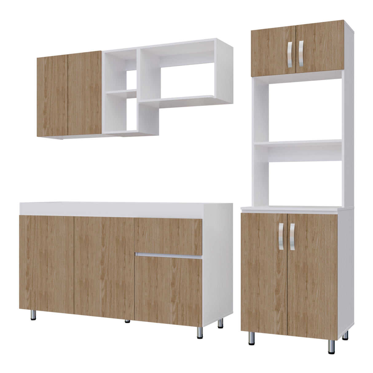 Cocina Integral Rosy Rovere 150x190cm Sin Mesón y Con Alacena - COCINAS | Bylmo
