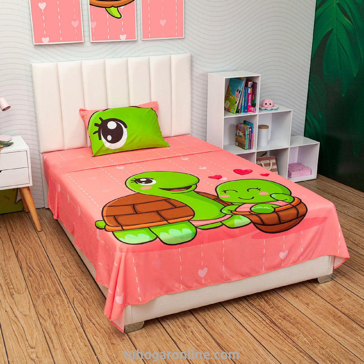 Sábana Infantil Zoo Tortugas Rosado Para Cama Sencilla 100 X 190 Cm - SABANAS | Bylmo