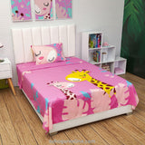 Sábana Infantil Zoo Jirafas Rosado Para Cama Sencilla 100 X 190 Cm - SABANAS | Bylmo