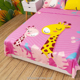 Sábana Infantil Zoo Jirafas Rosado Para Cama Semidoble 120 X 190 Cm - SABANAS | Bylmo