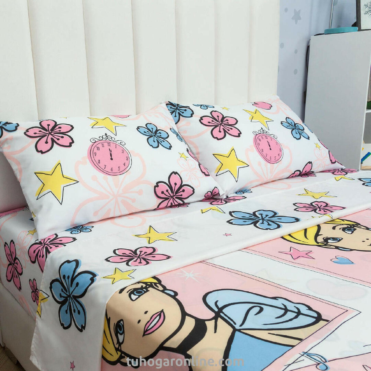 Juego de Sábanas Infantil Disney Princesas Blanco Para Cama Doble 140 X 190 Cm - SABANAS | Bylmo