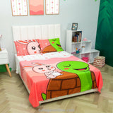 Sábana Infantil Zoo Tortugas y Conejos Rosado y Blanco Para Cama Sencilla 100 X 190 Cm - SABANAS | Bylmo