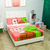 Sábana Infantil Zoo Tortugas y Conejos Rosado y Blanco Para Cama Sencilla 100 X 190 Cm - SABANAS | Bylmo