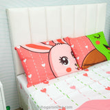 Sábana Infantil Zoo Tortugas y Conejos Rosado y Blanco Para Cama Sencilla 100 X 190 Cm - SABANAS | Bylmo