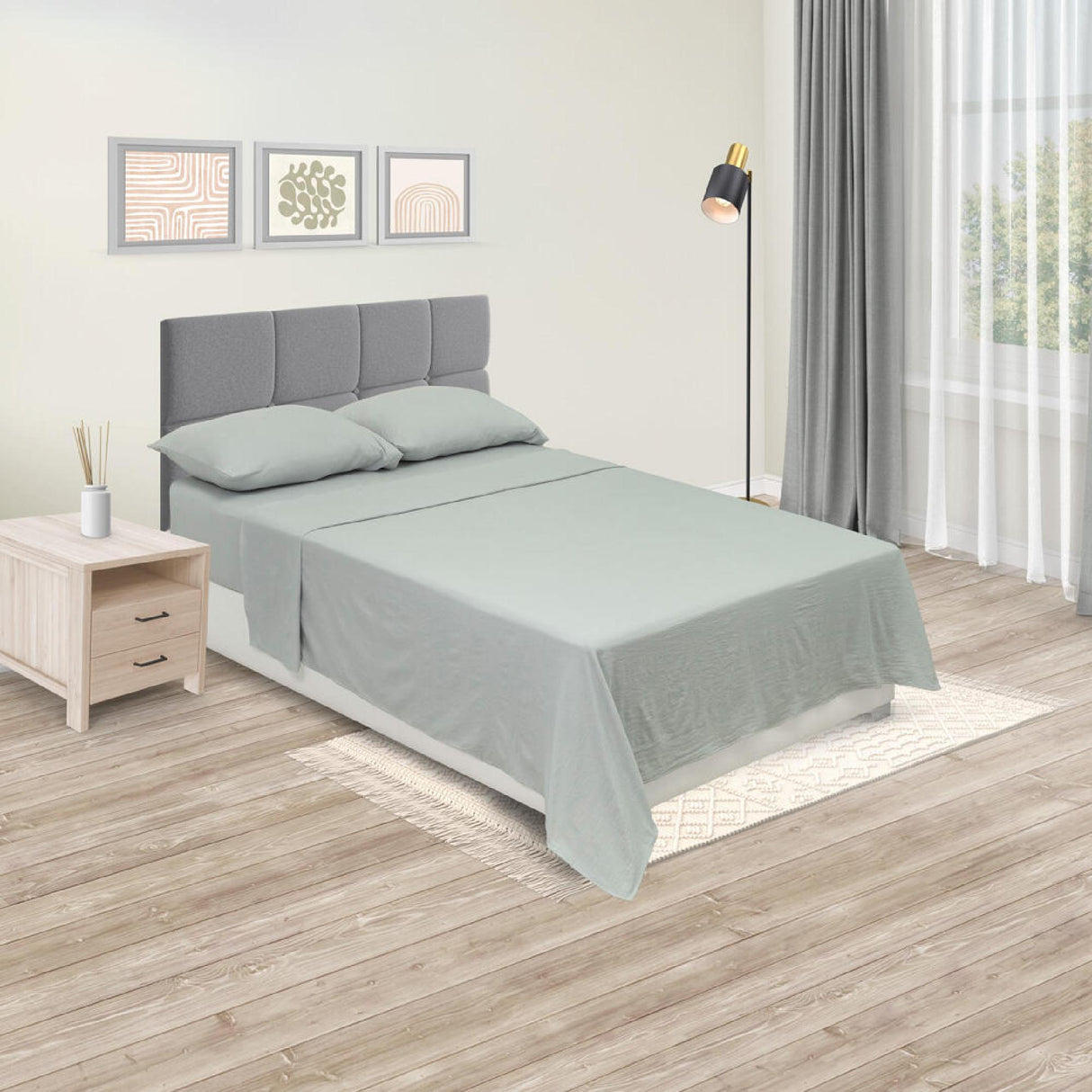 Juego de Sábanas Cotton Sense Fondo Entero Gris Claro Para Cama Sencilla 100 X 190 Cm - SABANAS | Bylmo