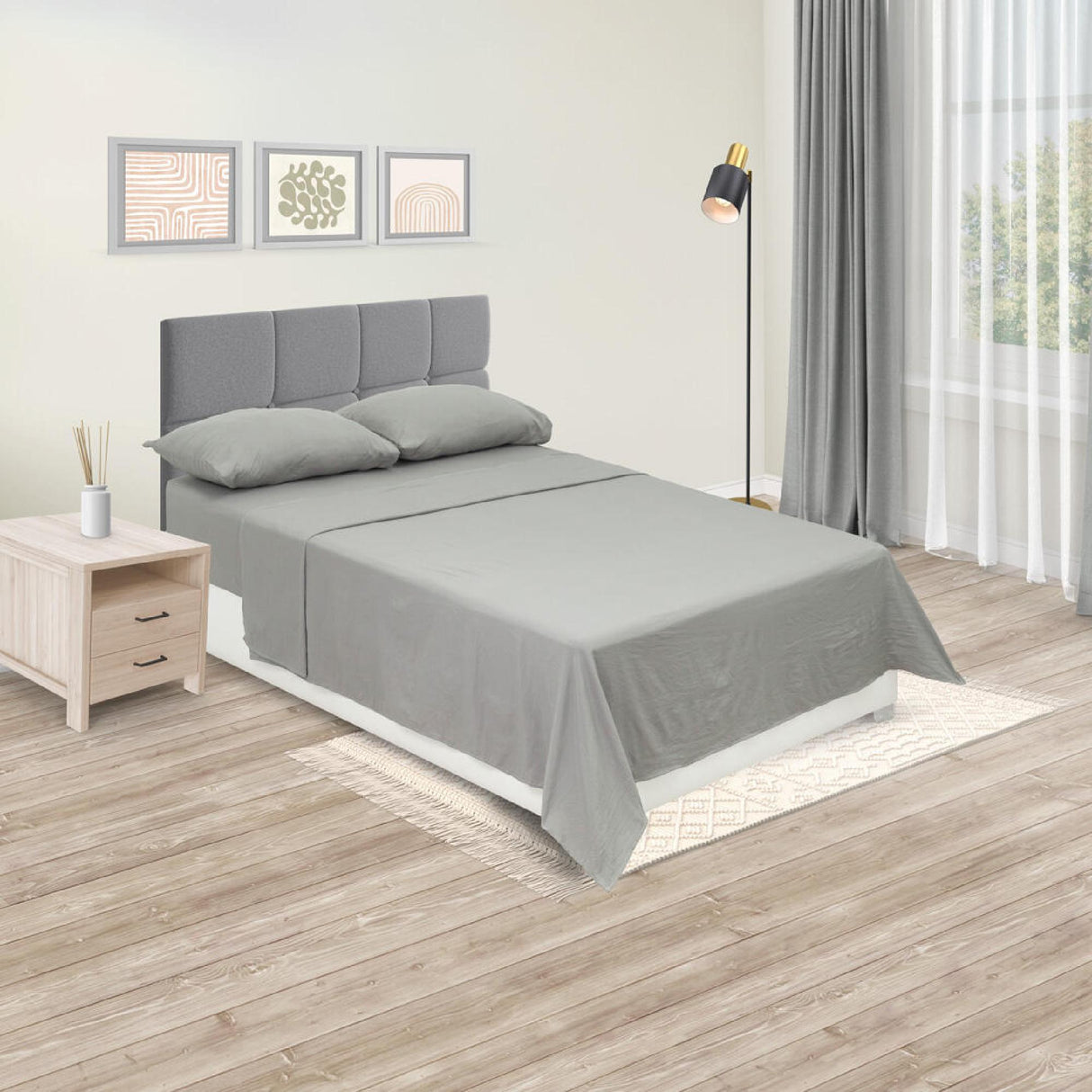 Juego de Sábanas Cotton Sense Fondo Entero Gris Oscuro Para Cama Semidoble 120 X 190 Cm - SABANAS | Bylmo