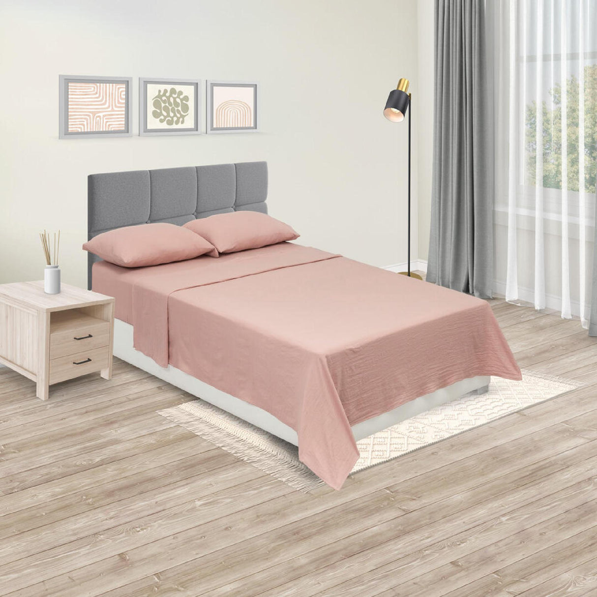 Juego de Sábanas Cotton Sense Fondo Entero Palo de Rosa Para Cama Semidoble 120 X 190 Cm - SABANAS | Bylmo