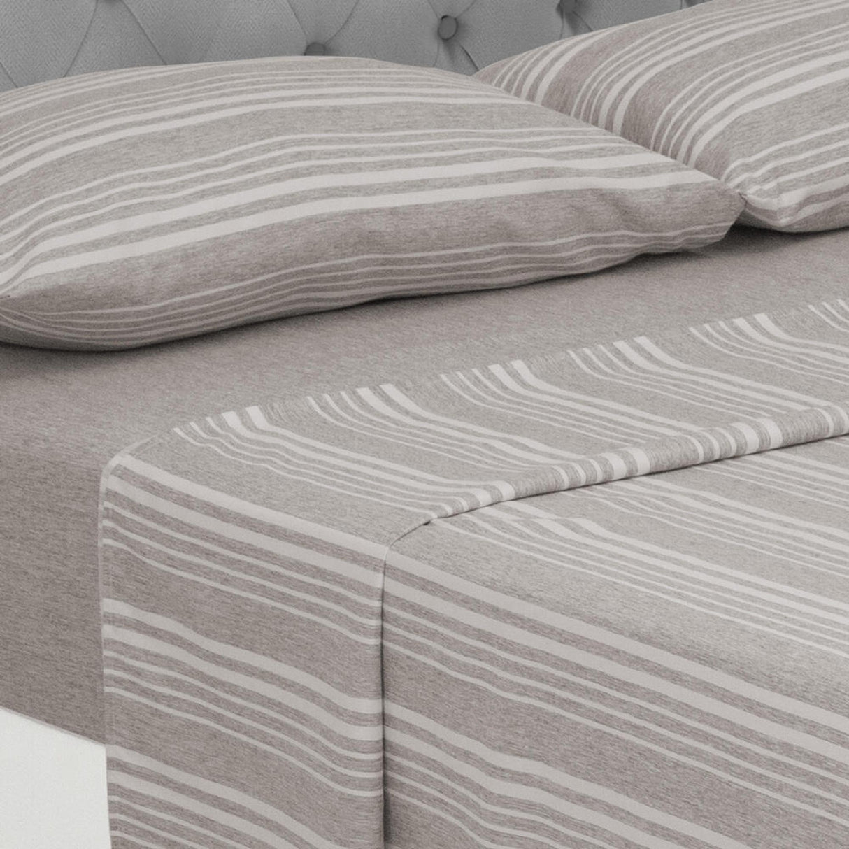 Juego de Sábanas Equilibrio Fondo Entero Cafe y Gris Para Cama Doble 140 X 190 Cm - SABANAS | Bylmo