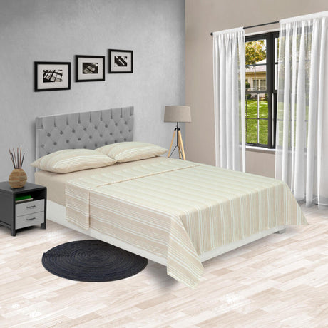 Juego de Sábanas Equilibrio Fondo Entero Beige Para Cama Queen 160 X 190 Cm - SABANAS | Bylmo