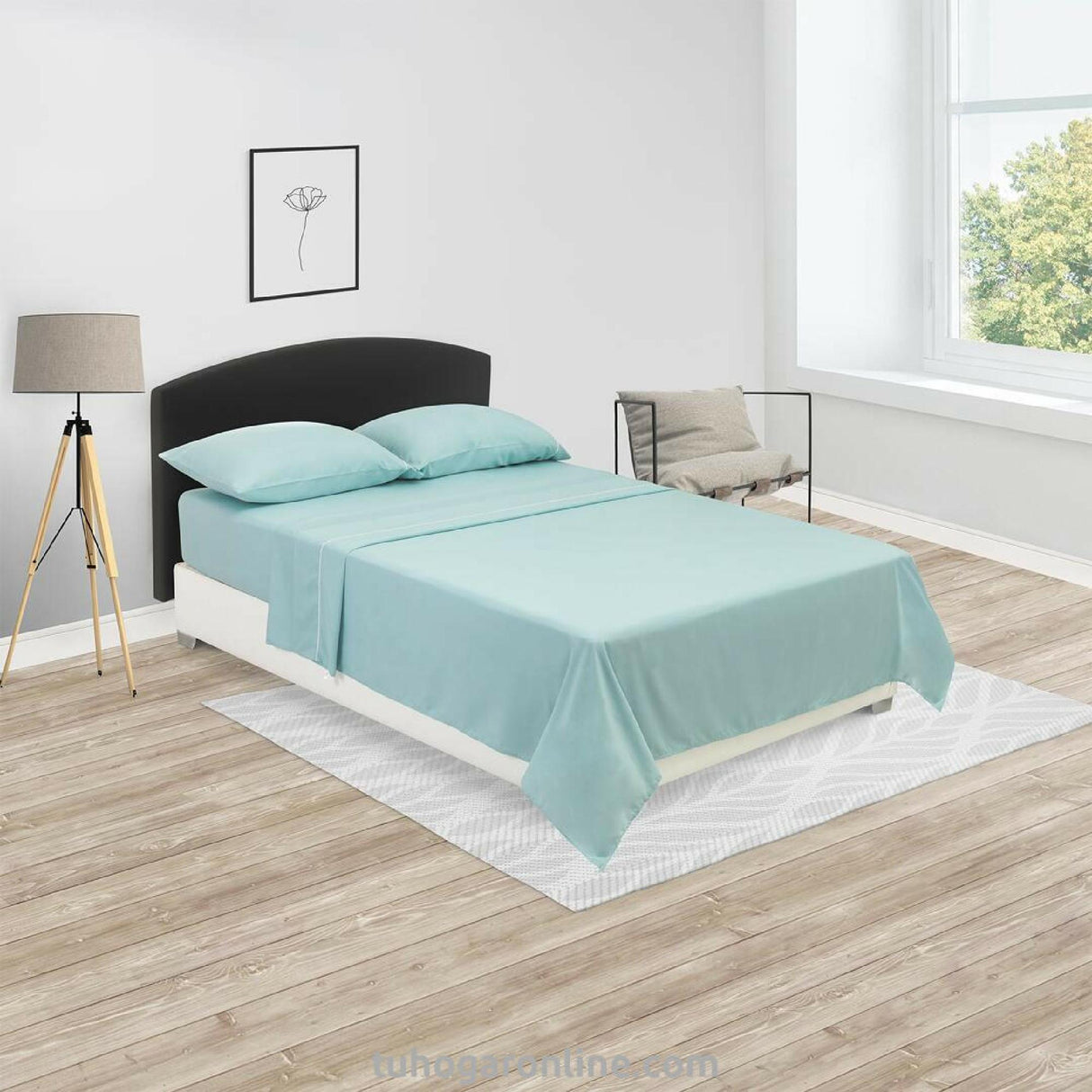 Juego de Sábanas Basic Fondo Entero Aguamarina Para Cama Sencilla 100 X 190 Cm - SABANAS | Bylmo