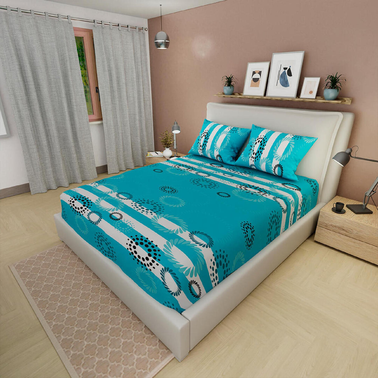 Sábana Ajustable Tropical Azul Para Cama Doble 140 X 190 Cm - SABANAS | Bylmo