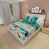 Sábana Ajustable Círculos Verde Aguamarina y Blanco Para Cama Doble 140 X 190 Cm - SABANAS | Bylmo