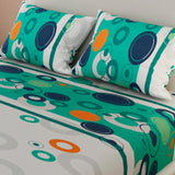 Sábana Ajustable Círculos Verde Aguamarina y Blanco Para Cama Doble 140 X 190 Cm - SABANAS | Bylmo