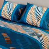 Juego de Sábanas Líneas Azul y Blanco Para Cama Doble 140 X 190 Cm - SABANAS | Bylmo