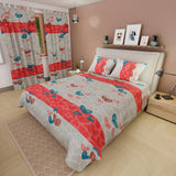 Juego de Sábanas Corazones Gris y Rojo Para Cama Doble 140 X 190 Cm - SABANAS | Bylmo