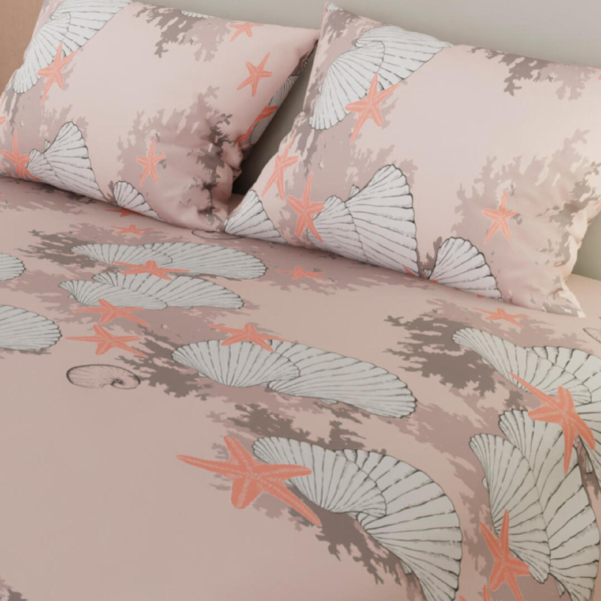 Juego de Sábanas con Cortina Océano Palo de Rosa Para Cama Doble 140 X 190 Cm - SABANAS | Bylmo