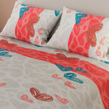 Combo Juego de Sabanas y Cortina Corazones Gris Para Cama Doble 140 X 190 Cm - SABANAS | Bylmo