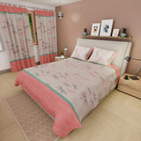 Combo Juego de Sabanas y Cortina Mariposas Blanco y Rosado Para Cama Doble 140 X 190 Cm - SABANAS | Bylmo