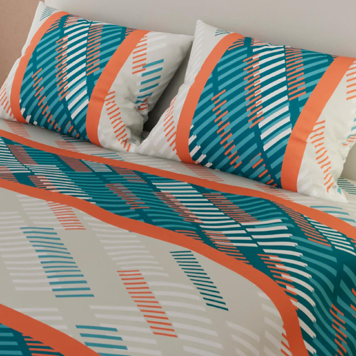 Juego de Sábanas Líneas Blanco Hueso Para Cama Queen 160 X 190 Cm - SABANAS | Bylmo