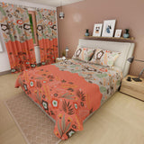 Juego de Sábanas Flores Naranja y Blanco Para cama Sencilla 100 X 190 Cm - SABANAS | Bylmo