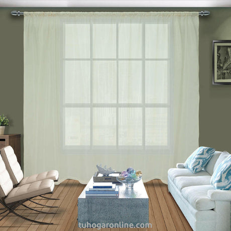 Cortina Velo Fondo Entero Beige 280x220cm Deslizante Para Tubo - VELOS | Bylmo