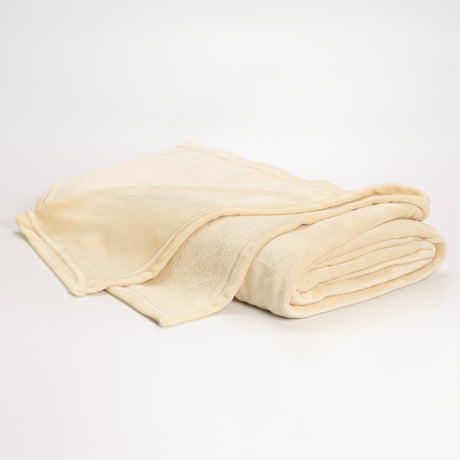 Cobija Térmica Flannel Fleece Beige Claro 160x230cm Fondo Entero Ultrasuave - COBIJAS Y MANTAS | Bylmo