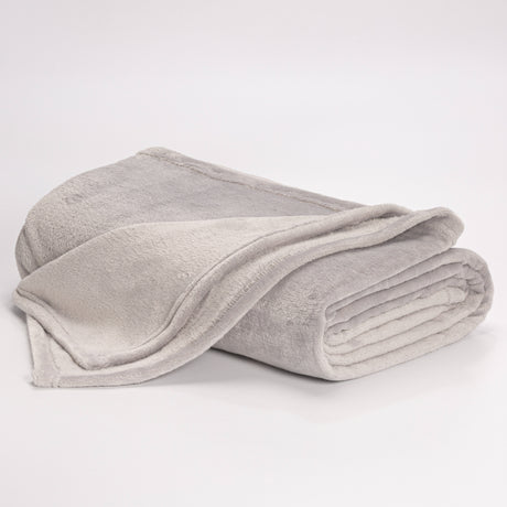 Cobija Térmica Flannel Fleece Gris Claro 115x160cm Fondo Entero Ultrasuave - COBIJAS Y MANTAS | Bylmo