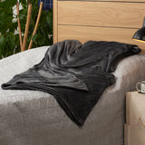 Cobija Térmica Flannel Fleece Gris Oscuro 200x230cm Fondo Entero Ultrasuave - COBIJAS Y MANTAS | Bylmo