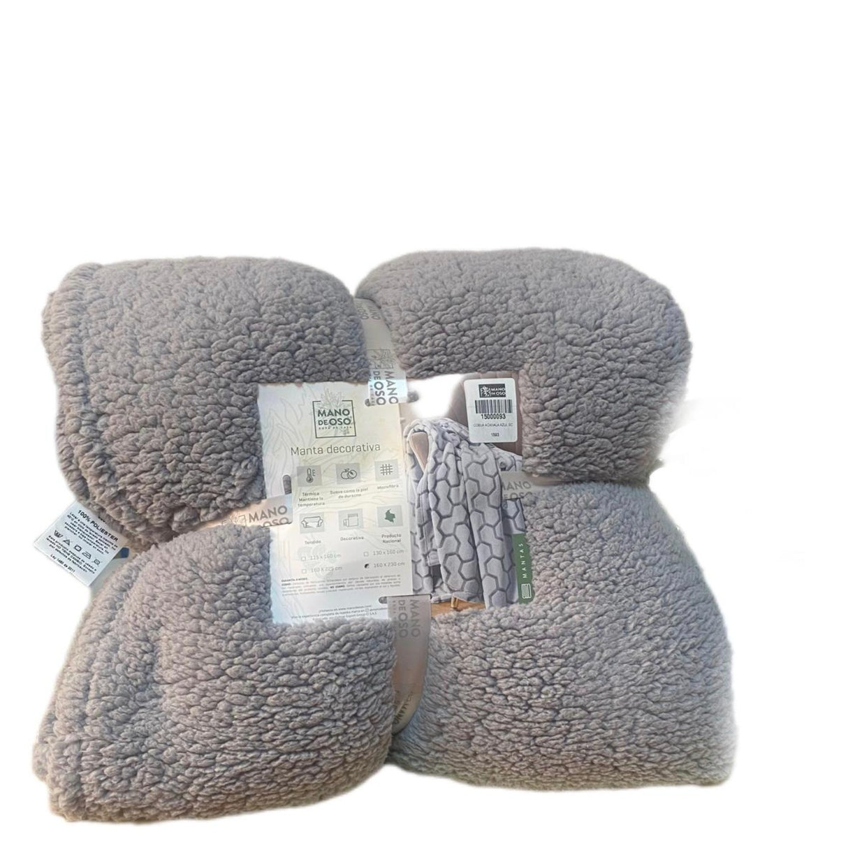 Cobija Ovejera Térmica Sherpa Gris 115x160cm Fondo Entero Ultrasuave - COBIJAS Y MANTAS | Bylmo