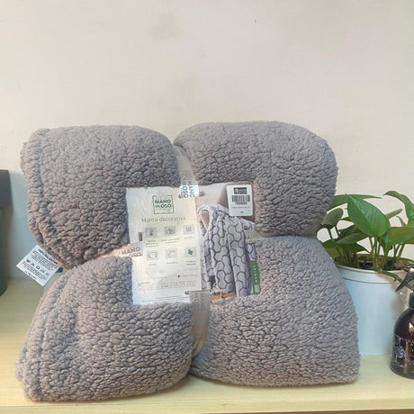 Cobija Ovejera Térmica Sherpa Gris 115x160cm Fondo Entero Ultrasuave - COBIJAS Y MANTAS | Bylmo