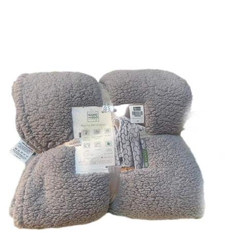 Cobija Ovejera Térmica Sherpa Gris 160x230cm Fondo Entero Ultrasuave - COBIJAS Y MANTAS | Bylmo