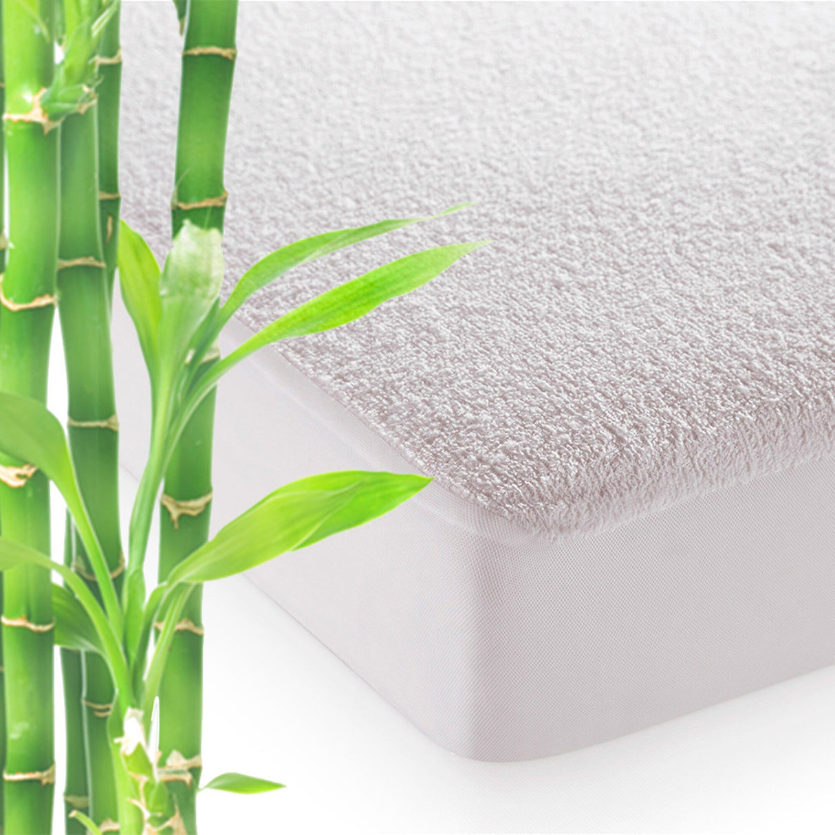 Protector de Colchón Impermeable Bambu Rizo Blanco Para Cama Semidoble 120 X 190 Cm - PROTECTORES DE COLCHON | Bylmo